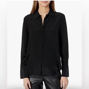 Club Monaco Women’s Helek Black Silk Blouse. Size Medium.